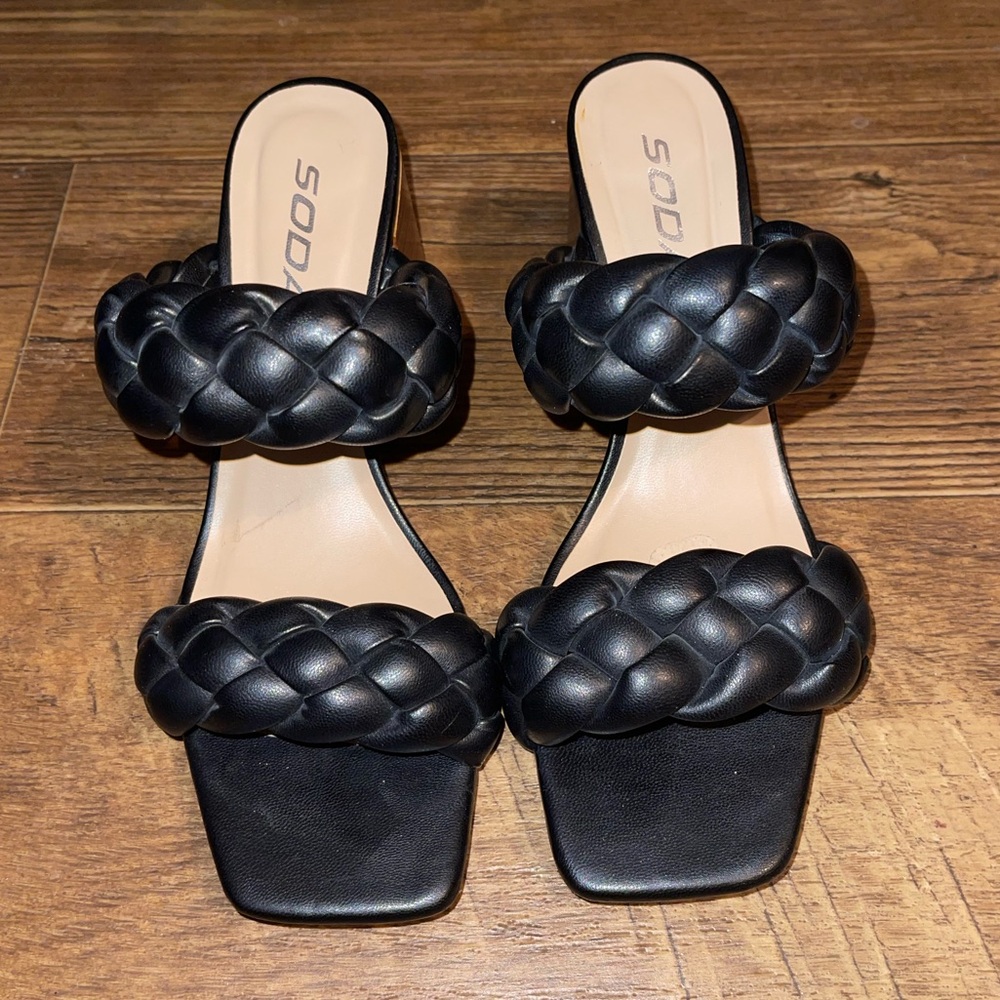 Soda Women's Black Double Braided Sandals